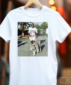 Mike Tyson Walking White Tiger Unisex Men's Cotton Crew Tee - Vintage 90s Tshirt