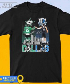 Official Dallas Sports Teams Dallas Stars Jason Robertson And Dallas Mavericks Luka Dončić Signatures shirt