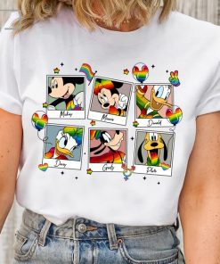 Retro Mickey and Friends LGBT Disney Pride 2024 Shirt, Disney Family Rainbow Pride Lesbian Gay Gifts, LGBTQ Rainbow Balloons Tee
