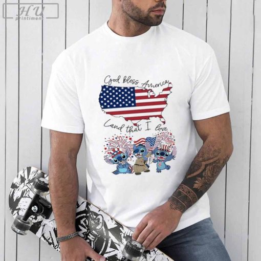 Stitch God Bless America Land That I Love T-Shirt