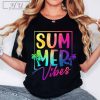 Summer Vibes Shirt, Glitter Beach T-shirt, Tropical Sunset Shirt, Retro Summer