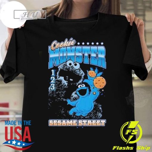 Funny Cookie Monster Sesame Street Collage T-shirt