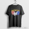 Milwaukee Brewers America Flags Celebrating 4th Of July T-Shirt