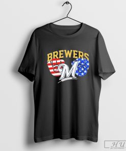 Milwaukee Brewers America Flags Celebrating 4th Of July T-Shirt