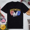 Milwaukee Brewers America Flags Celebrating 4th Of July T-Shirt