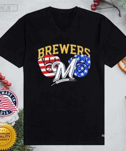 Milwaukee Brewers America Flags Celebrating 4th Of July T-Shirt