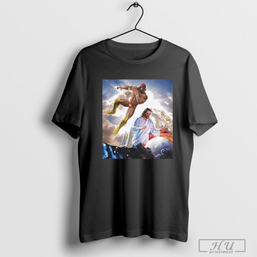 Official Macho Man Randy Savage Elbow Drop Jesus T-Shirt