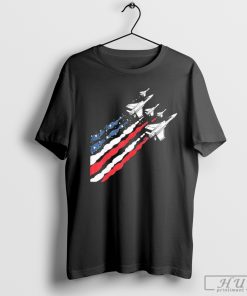 Patriotic Fighter Jet Airplane American Flag Vintage T-Shirt