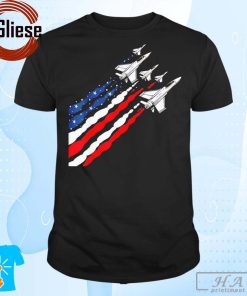 Patriotic Fighter Jet Airplane American Flag Vintage T-Shirt