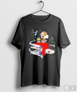 Snoopy And Woodstock Flying Into Space T-Shirt