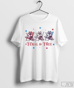 Top Retro Raccoon Feral And Free 4th Of July T-Shirt