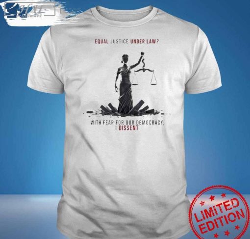 Equal Justice Under Law With Fear For Our Democracy I Dissent T- Shirt