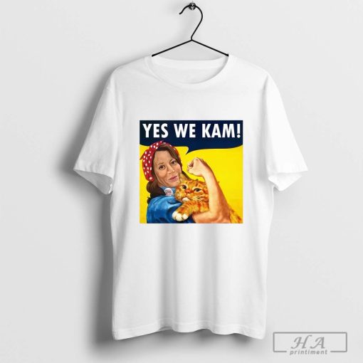 Rosie the Riveter Yes We Kam Kamala with Cute Cat 2024 Shirt