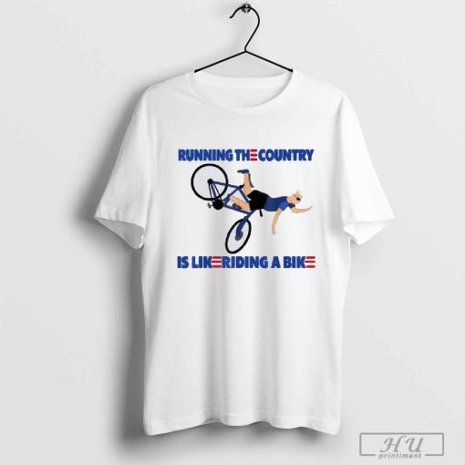 Running The Country Is Like a Riding a Bike T-Shirt, Merry 4th of July Biden Bike Bicycle Falls Off Funny Shirt