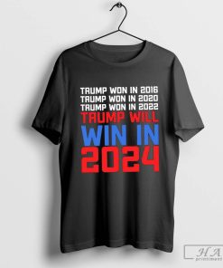 Trump won in 2016 2020 2022 and Trump will win in 2024 shirt