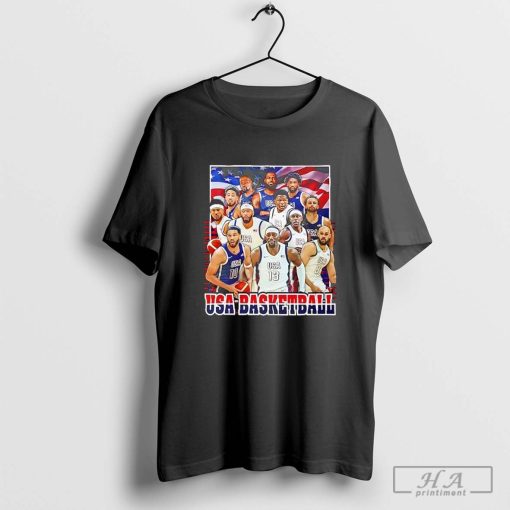 USA Mens Basketball 2024 Summer Olympics Roster Retro Shirt