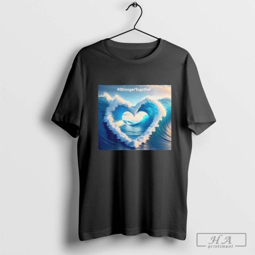 Funny Turn Texas Blue Wave Heart Stronger Together Shirt