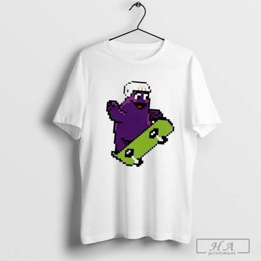 Grimace Mascot Skateboard Pixel Shirt