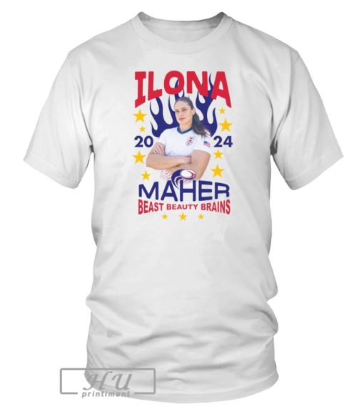 Ilona Maher team USA Rugby 2024 beast beauty brains shirt