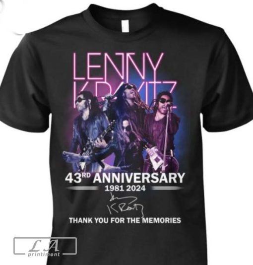 Lenny Kravitz 43rd Anniversary 1981 – 2024 Thank You For The Memories Shirt