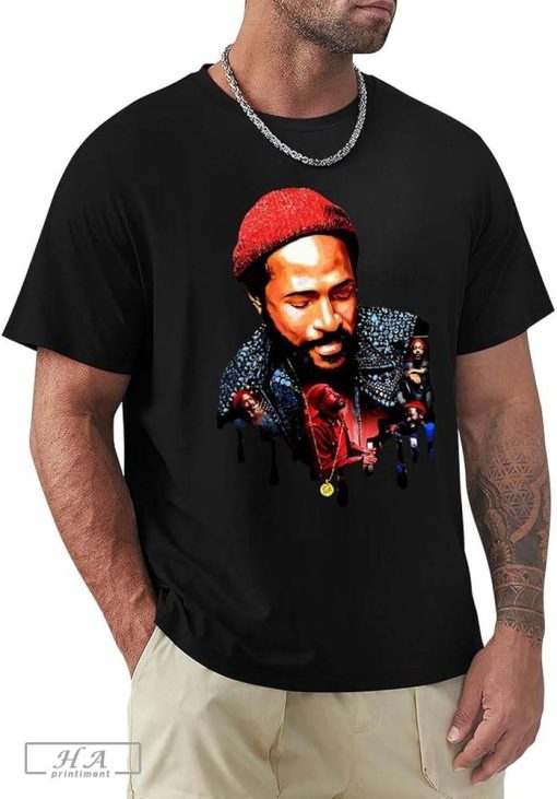 Marvin Music Gaye Shirt Men's Crew Neck Tees Trend Versatile Short Shirt