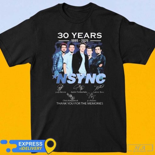 NSYNC Boy Band 30 Years 1995-2025 Thank You For The Memories Signatures T-shirt