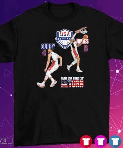 Official 2024 Paris Team USA Basketball Curry and James Alley-oop Cartoon T-Shirt