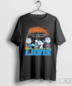 Official Detroit Lions Peanuts Charlie Browns And Snoopy In Fall T-Shirt