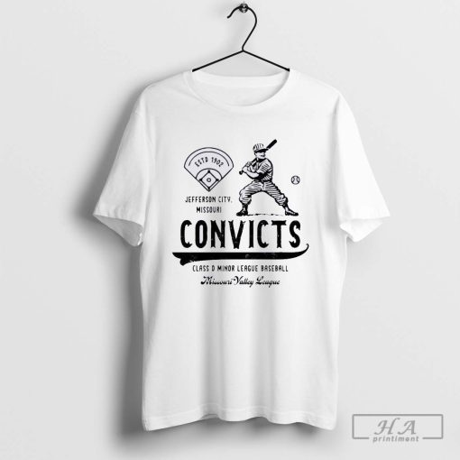 Official Jefferson City Convicts Missouri Vintage Defunct Baseball T-shirt