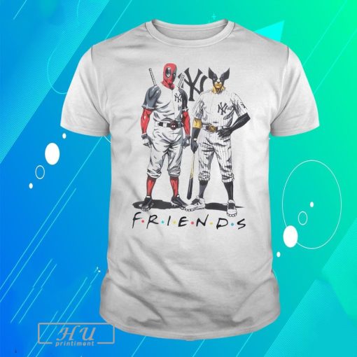 Official New York Yankees Friends Deadpool and Wolverine T-Shirt