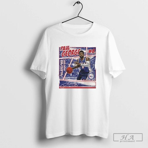 Paul George No 8 Philadelphia 76ers Basketball Signature Comic Shirt