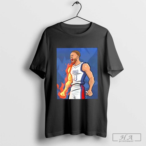 Team USA Stephen Curry 4 On Fire Shirt