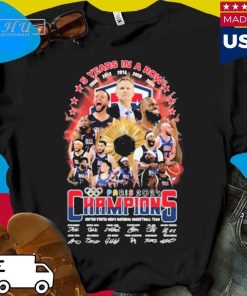 Usa national basketball team 2024 5 years in a row champions signatures T-shirt