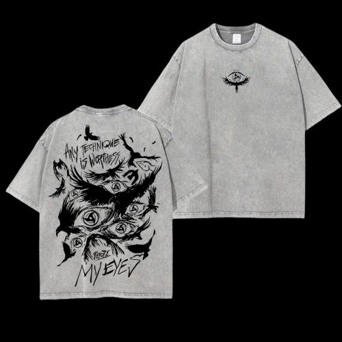 Retro Heavy Limited Itachi Sharingan Eye Naruto Anime Double Printed Vintage Oversized Washed Tee Unisex Oversize Anime Manga Washed Heavyweight Cotton T Shirt Gift For Anime Fan Anime Lover