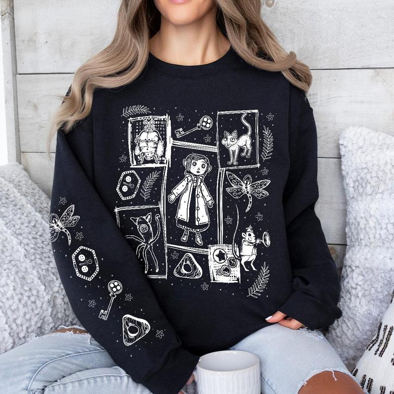Coraline Three Ghost Finding Sweatshirt Hoodie Coraline Fantasy Movies Tshirt Horror Character Shirt Halloween Crewneck Sweatshirt