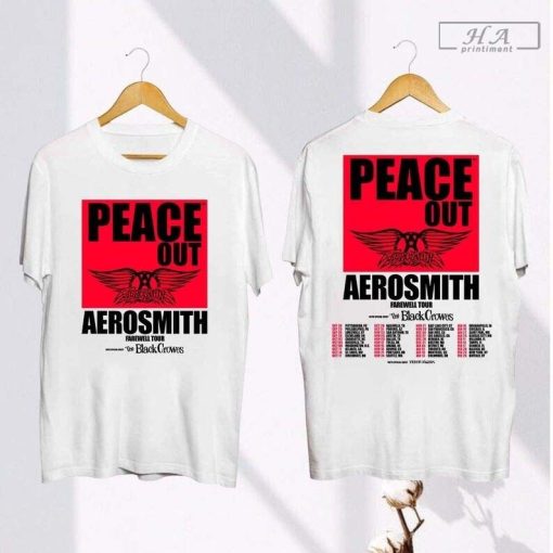 Aerosmith Peace Out Farewell Tour 2024 2025 White T-shirt