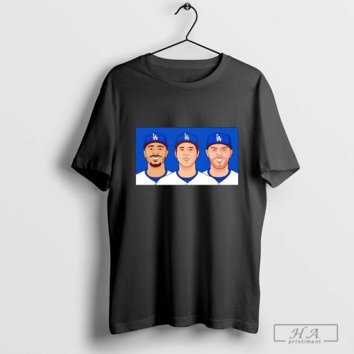 Mookie Betts Shohei Ohtani Freddie Freeman in LA Dodgers Big 3 shirt