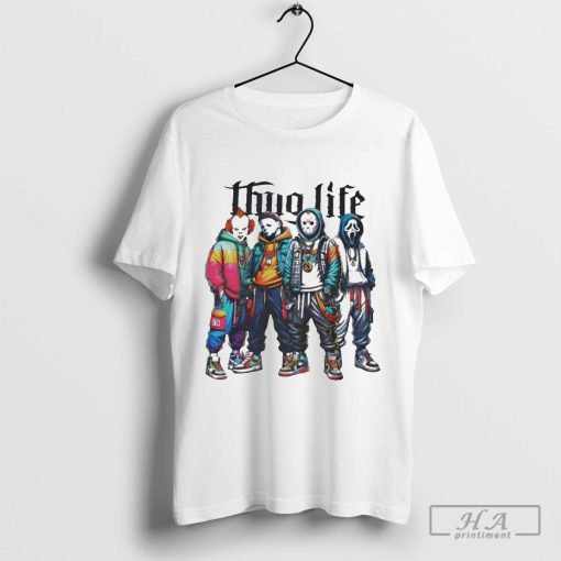 Official Halloween Movies Thug Life Of IT Michael Myers Jason Voorhees Ghostface T-Shirt