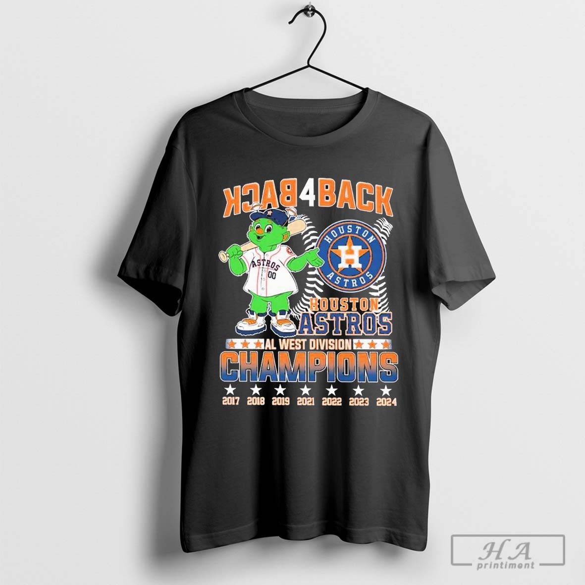 Official Houston Astros Back 4 Back Al West Division Champions Mascot 2024 T Shirt