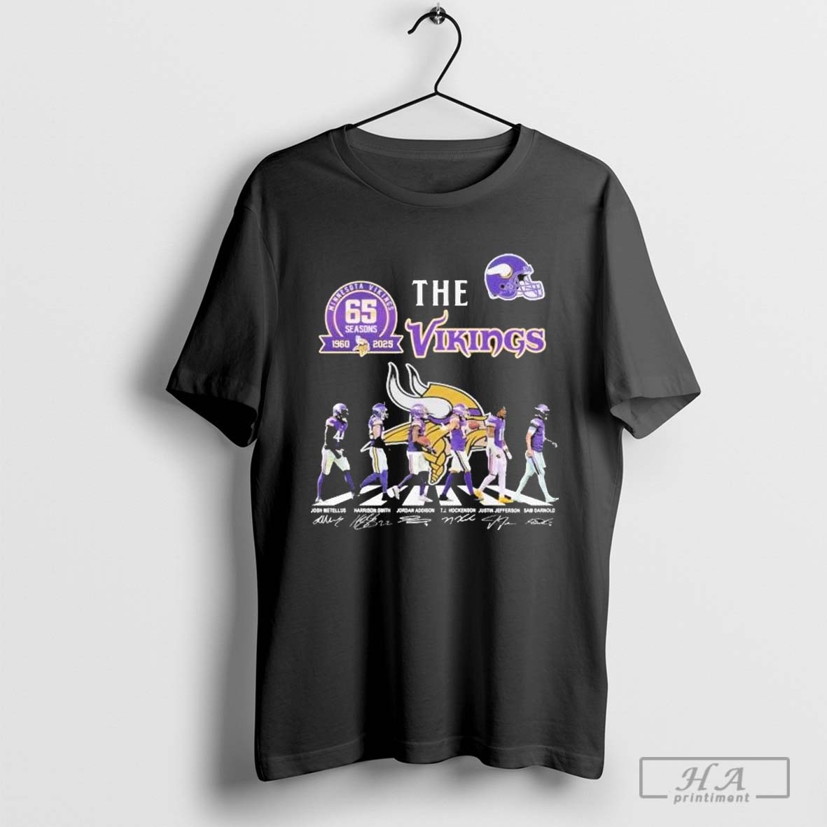 Official The Minnesota Vikings 65 Seasons 1960 2025 Signature T Shirt