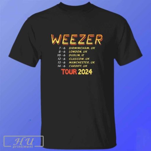 Weezer flame logo summer tour 2024 shirt