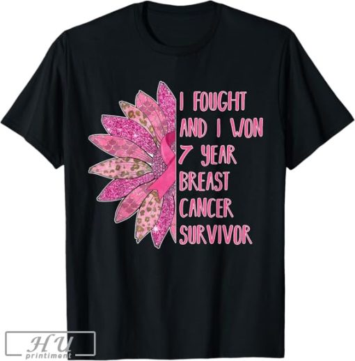 7 Years Old Breast Cancer Free Survivor T-Shirt, Black