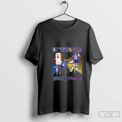 Anthony Edwards Minnesota Wolves and Justin Jefferson Minnesota Vikings signatures shirt