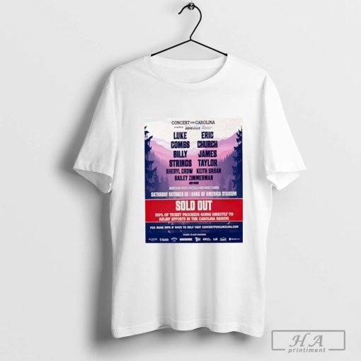 Awesome Original Concert for Carolina October 26 2024 bank of America stadium T-shirt