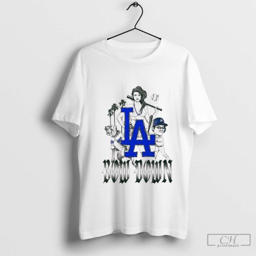 Bow down to the blue crew Los Angeles Dodgers Hand Drawnt-shirt