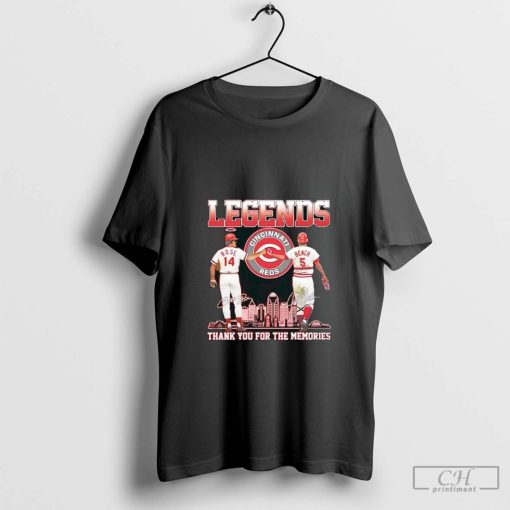 Cincinnati Reds Pete Rose Johnny Bench Lengends thank you for the memories signatures shirt