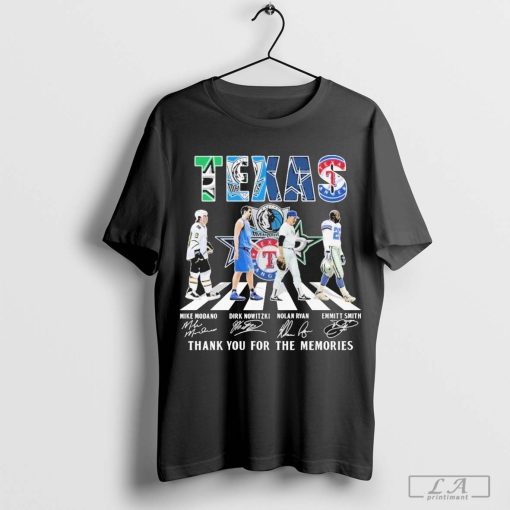 Texas Stars Mike Modano Dirk Nowitzki Nolan Ryan Emmitt Smith Thank You 2024 Walking Signatures T-Shirt