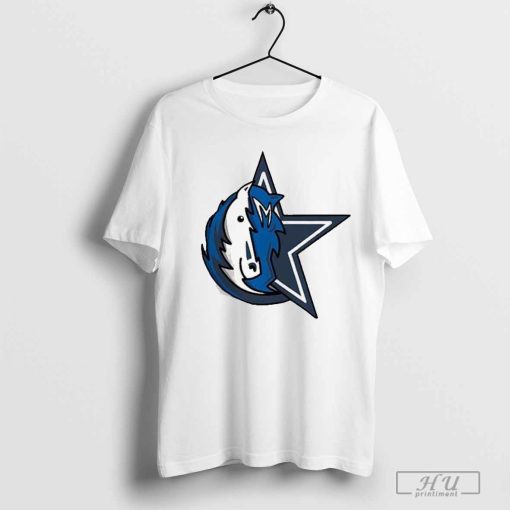 Dallas Cowboys And Dallas Mavericks Combined NFL x NBA Logos Dallas Sport Teams Unisex T-Shirt