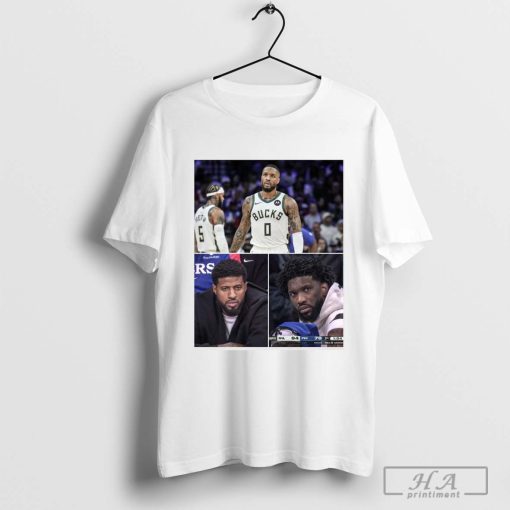 Damian Lillard and the Milwaukee Bucks start off the season with a road win NBA 2024 T-shirt