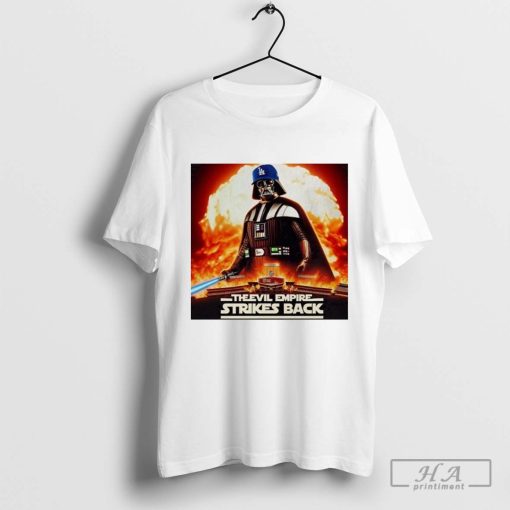 Darth Vader wearing hat Los Angeles Dodgers the Evil Empire Strikes Back Star Wars shirt